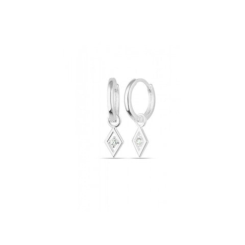 Sterling Silver Rhombus Pave Spike Drop Earring - Spero London
