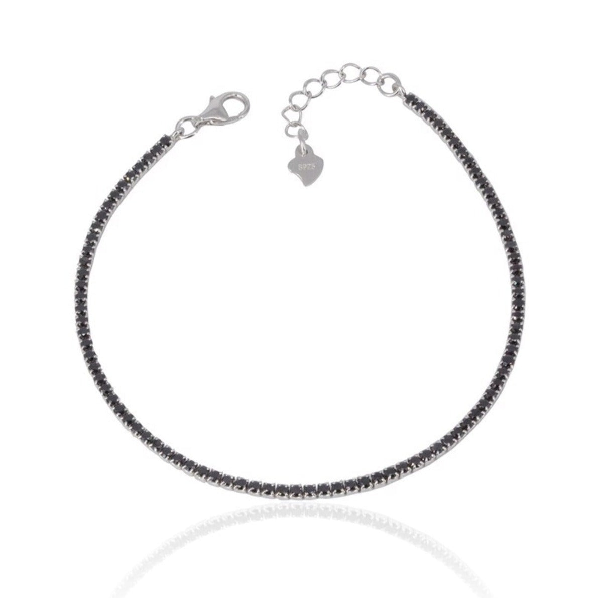 Sterling Silver Mini Black Tennis Bracelet