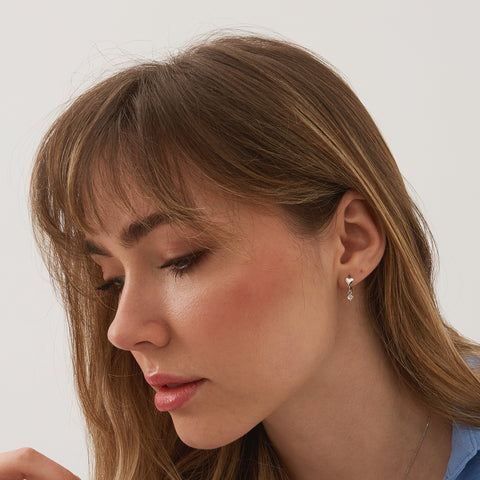 Heart Huggie Hoop Drop Earrings