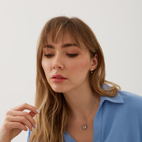 Heart Huggie Hoop Drop Earrings