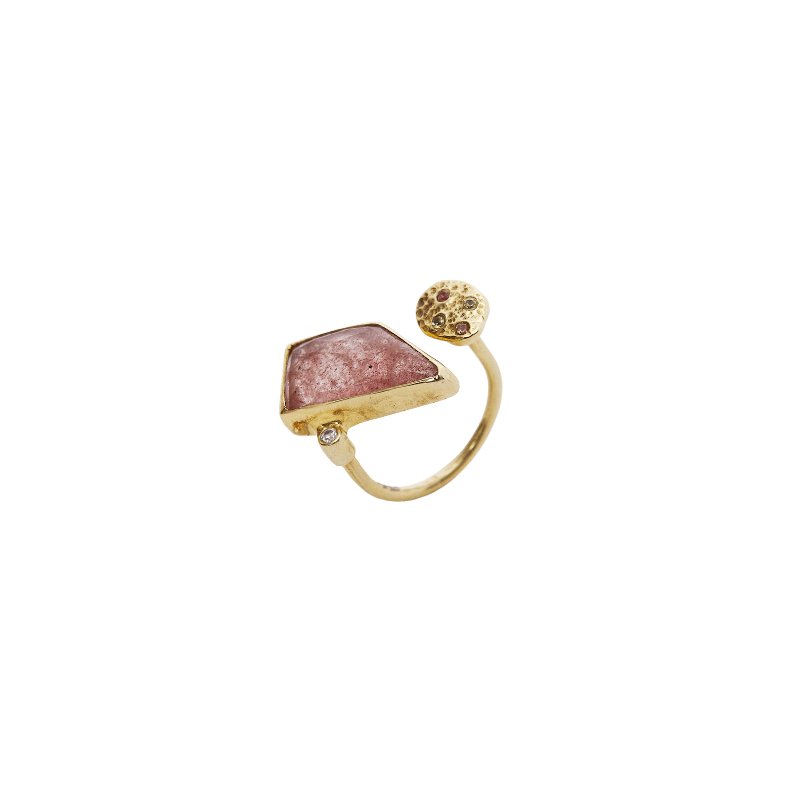 Natura Double Circle Tourmaline Sterling Silver Gold Plated Ring - Spero London
