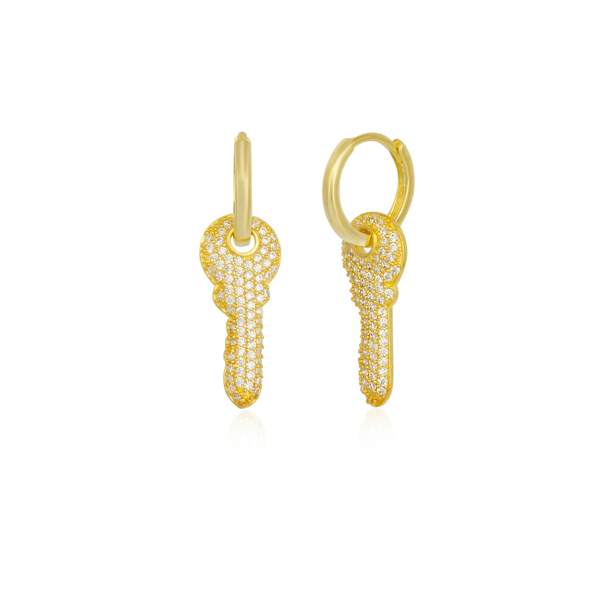 Key Gold Color Hoop Sterling Silver Earrings