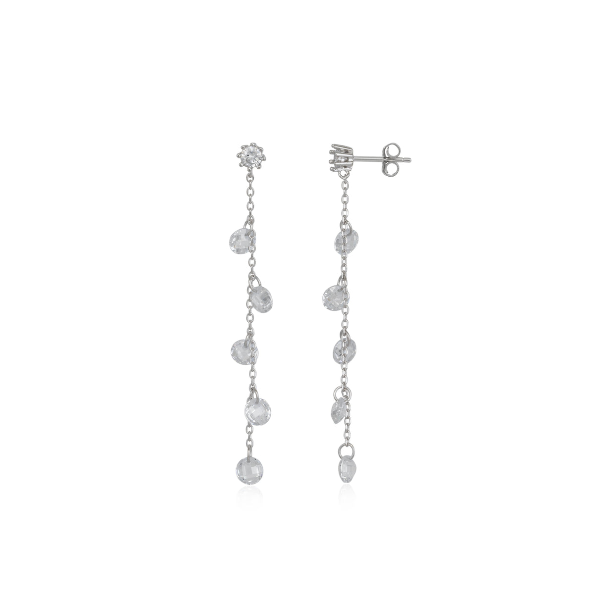 Drop Crystal Sterling Silver Earrings