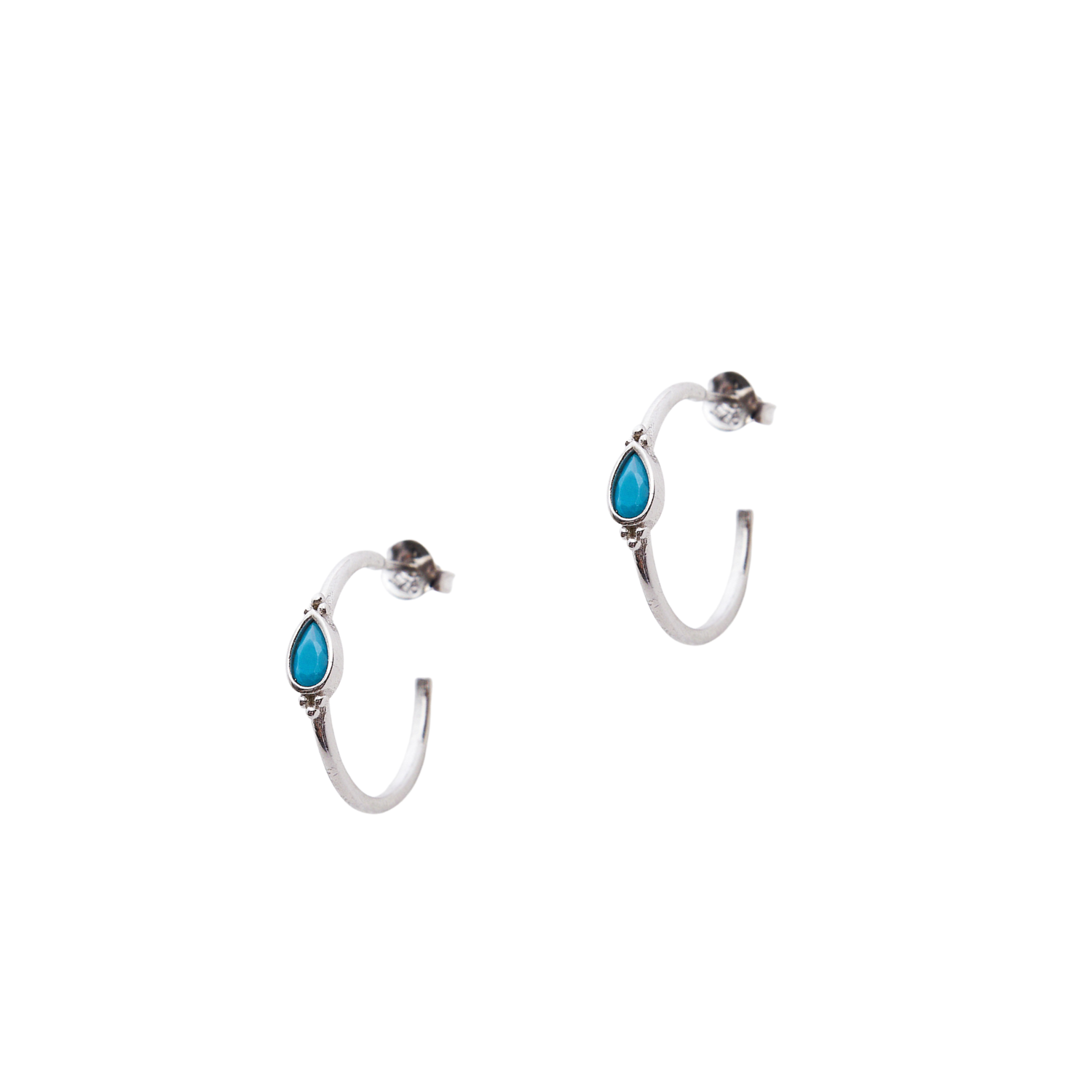 Drop Turquoise Solitaire Earring Sterling Silver - Turquoise