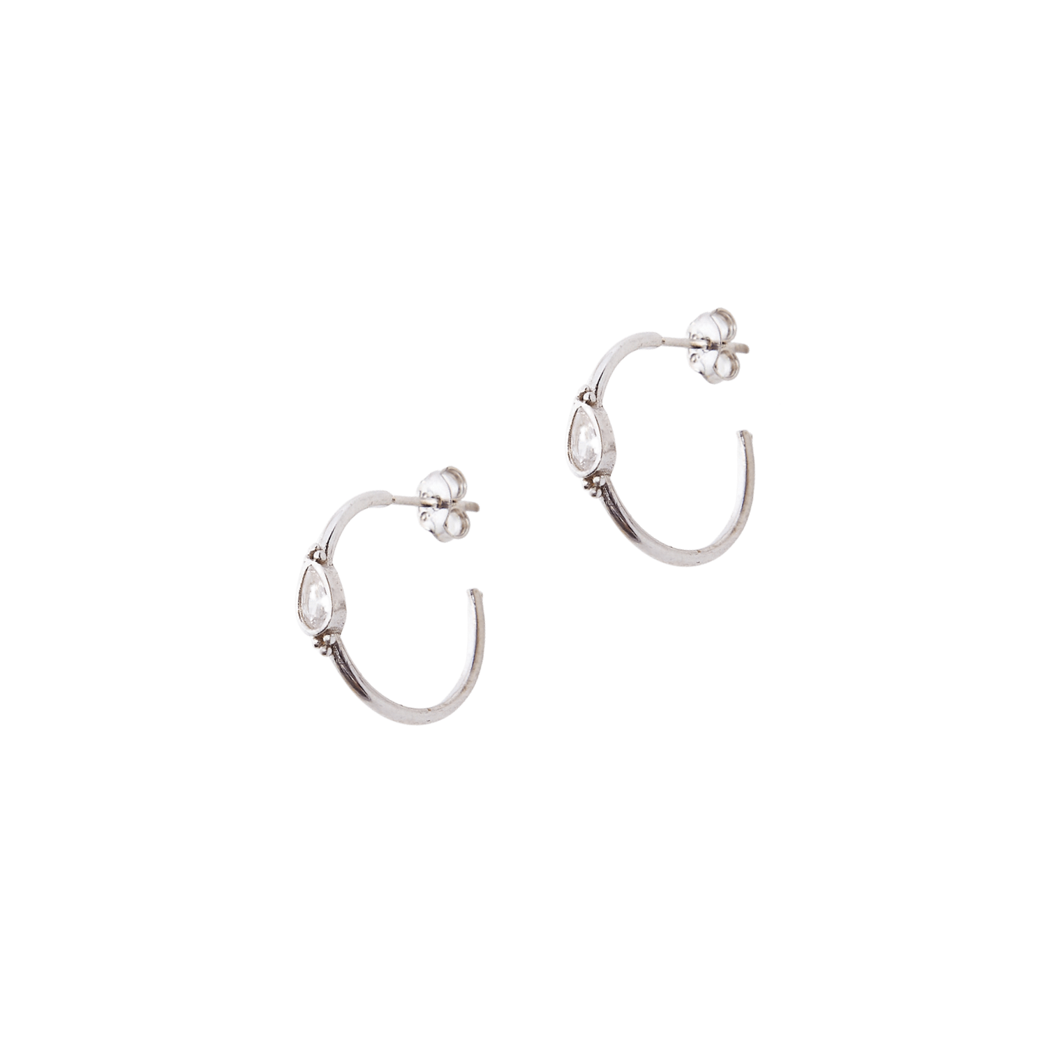 Drop Solitaire Earring Sterling Silver - White