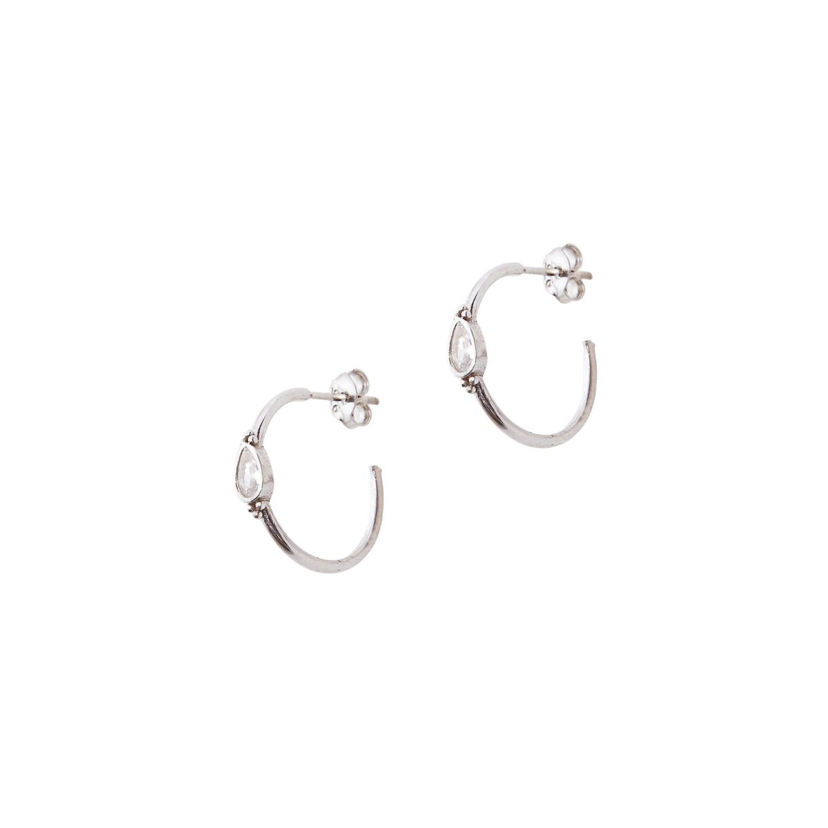 Drop Solitaire Earring Sterling Silver - White