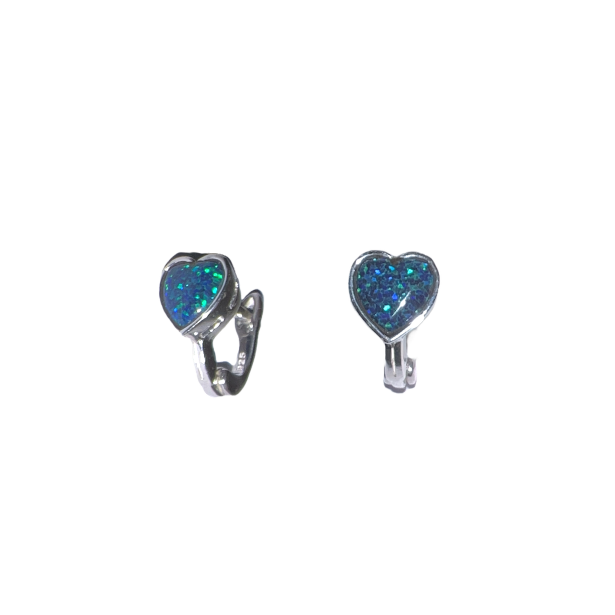 High Quality Japanese Opal Sterling Silver Heart Earrings