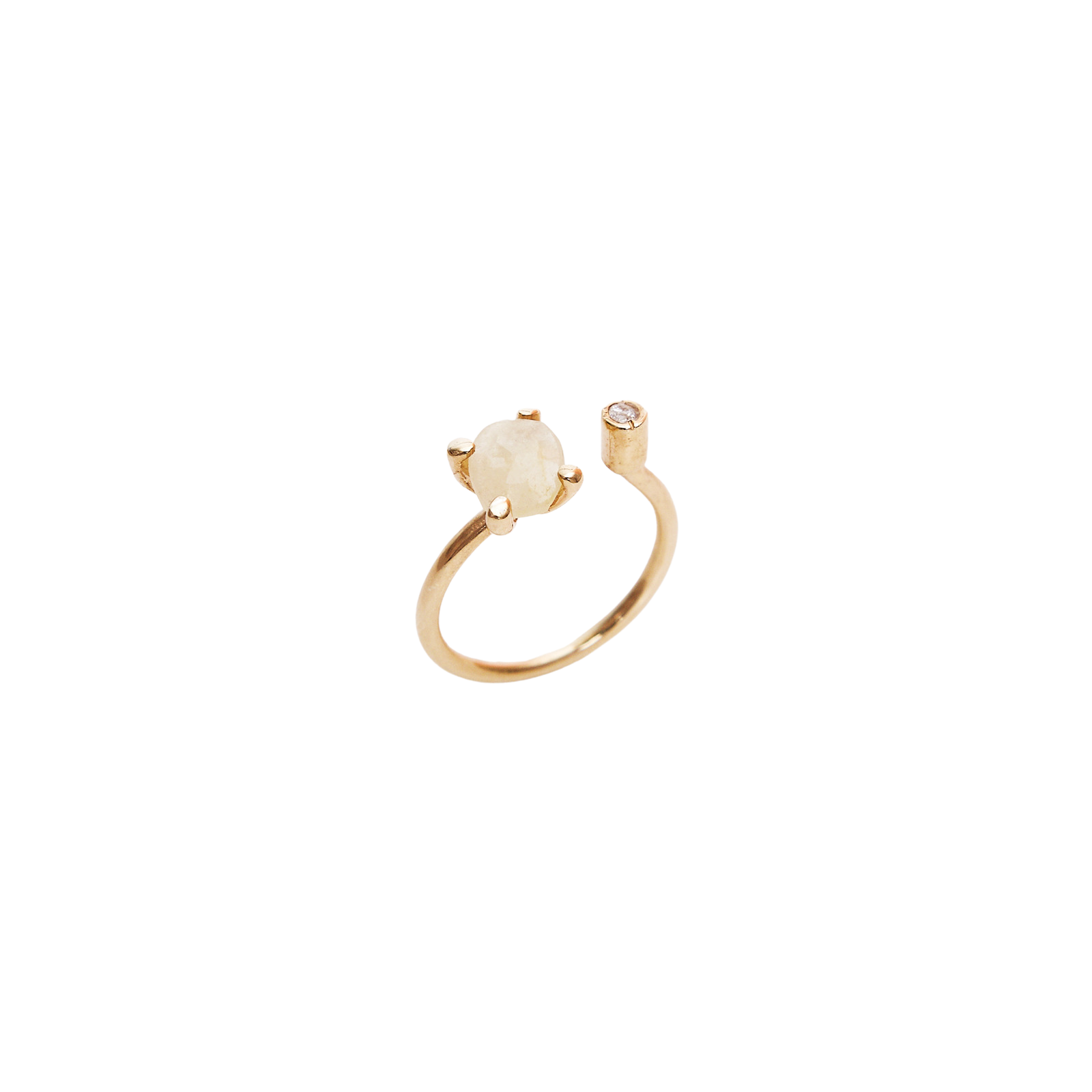 Sterling Silver Solitaire Moonstone Gold Plated Adjustable Ring - Spero London