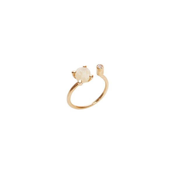 Sterling Silver Solitaire Moonstone Plated Adjustable Ring