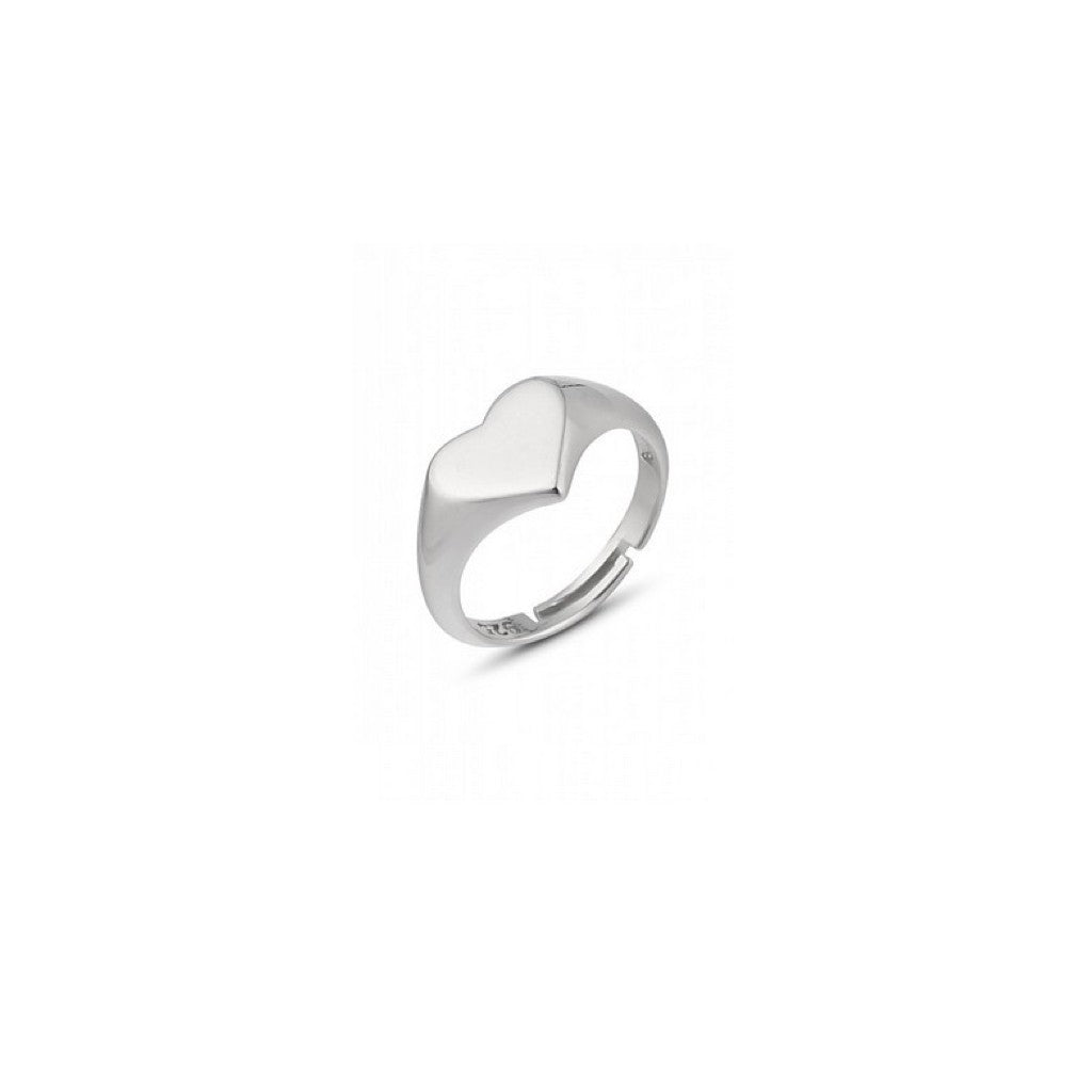 Sterling Silver Heart Love Signet Ring - Spero London