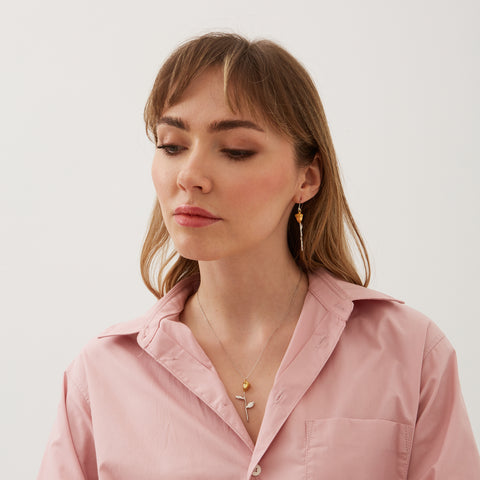 Gold Color Rose Sterling Silver Necklace