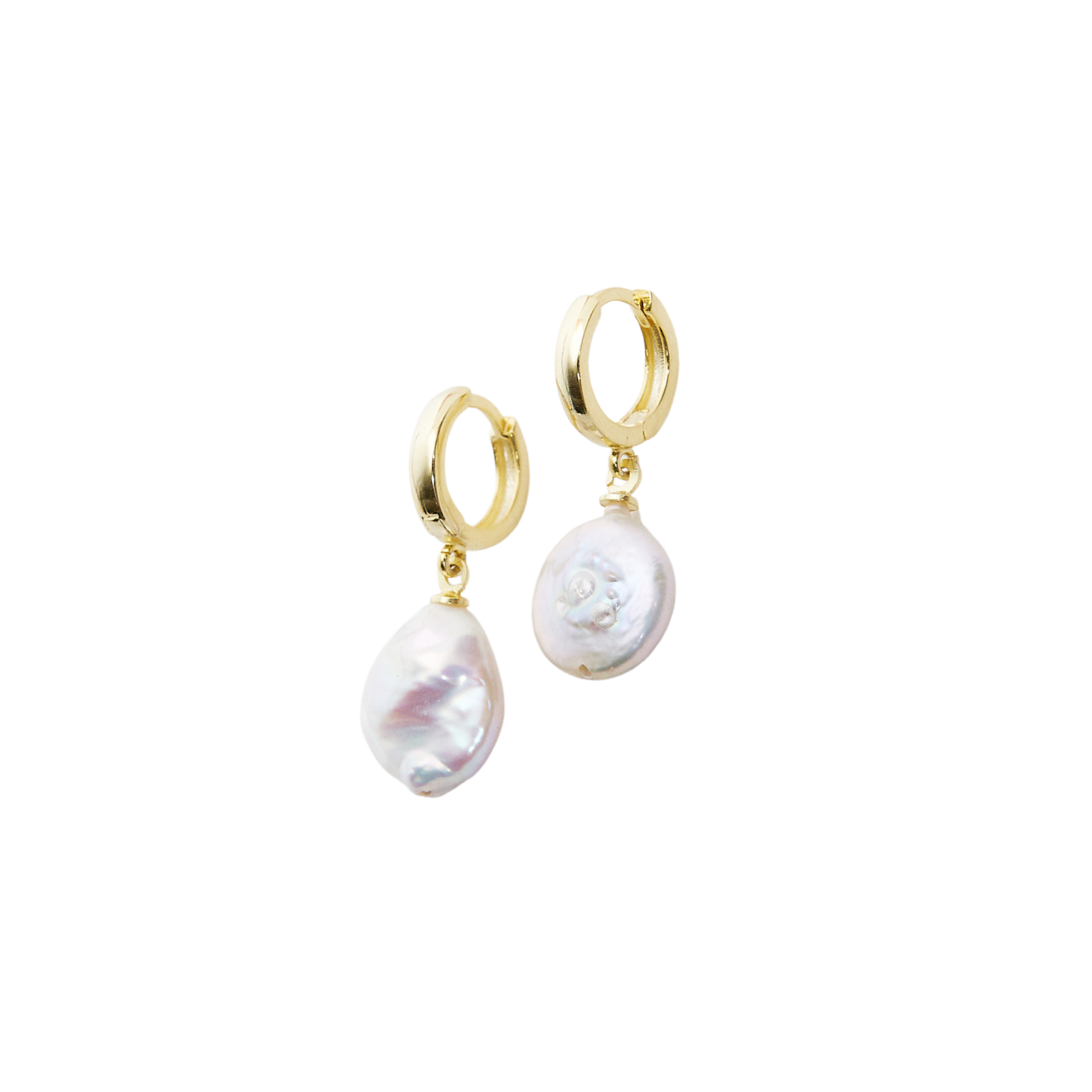 Treated Freshwater Cultured Baroque Pearl Hoop Earrings