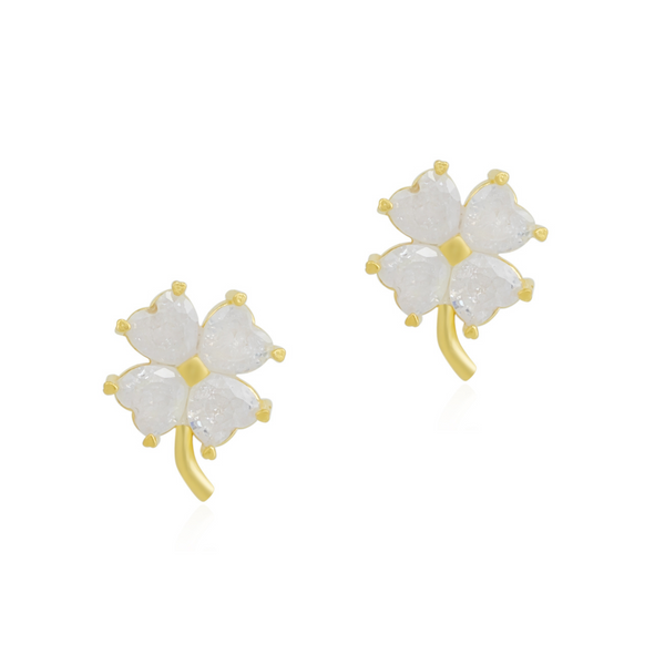 Four Leaf Clover Sterling Silver Stud Earrings
