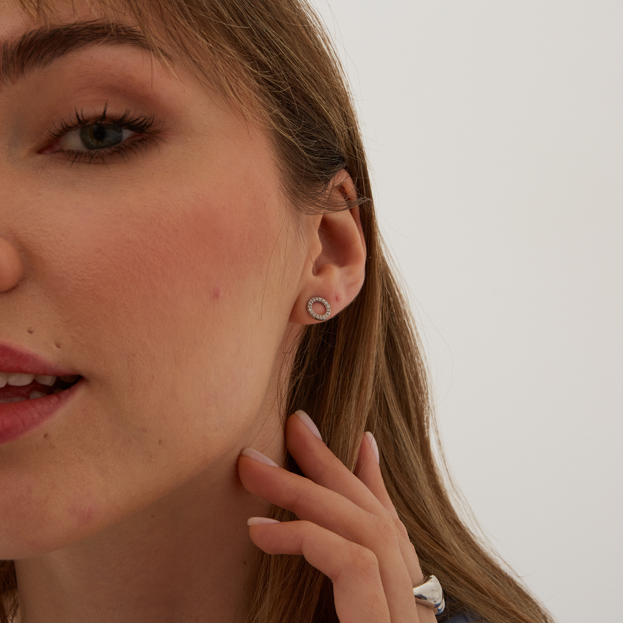 Sterling Silver Zirconia Circle Round Earrings