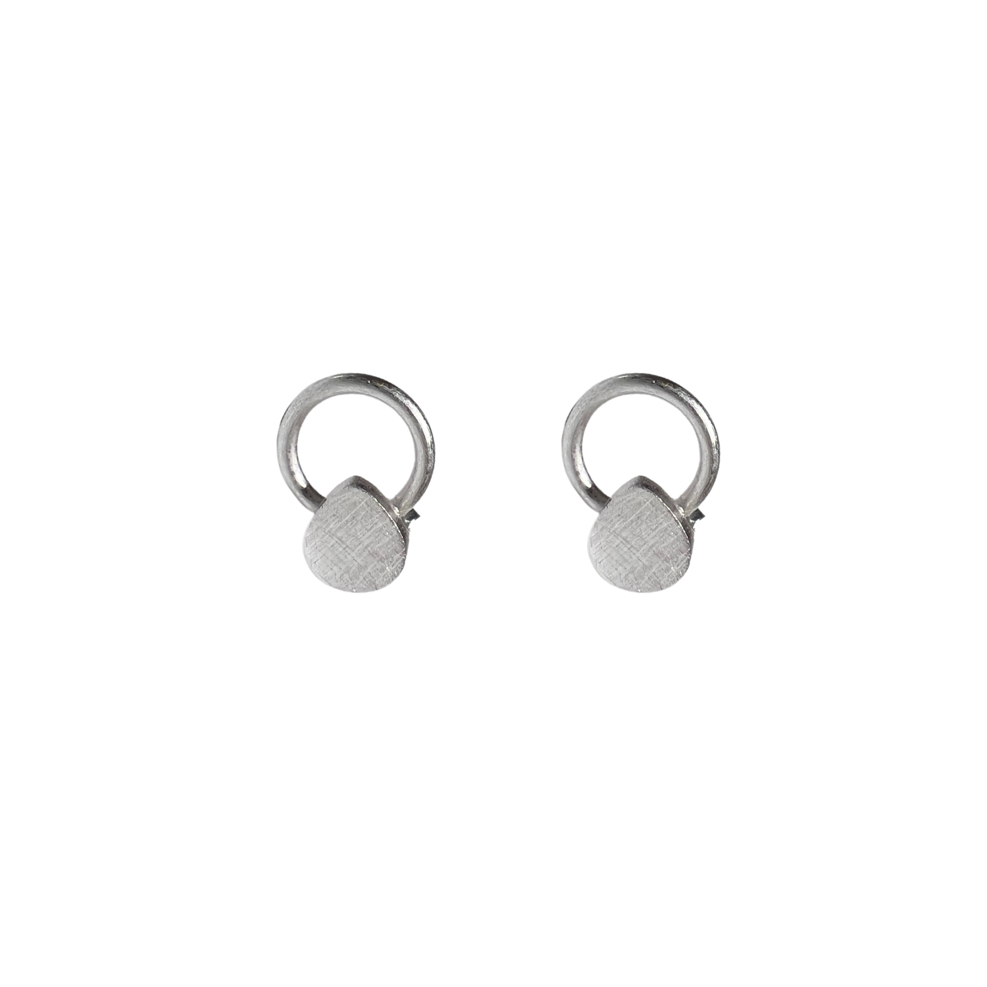 Sterling Silver Natural Textured Drop Stud Earrings - Spero London