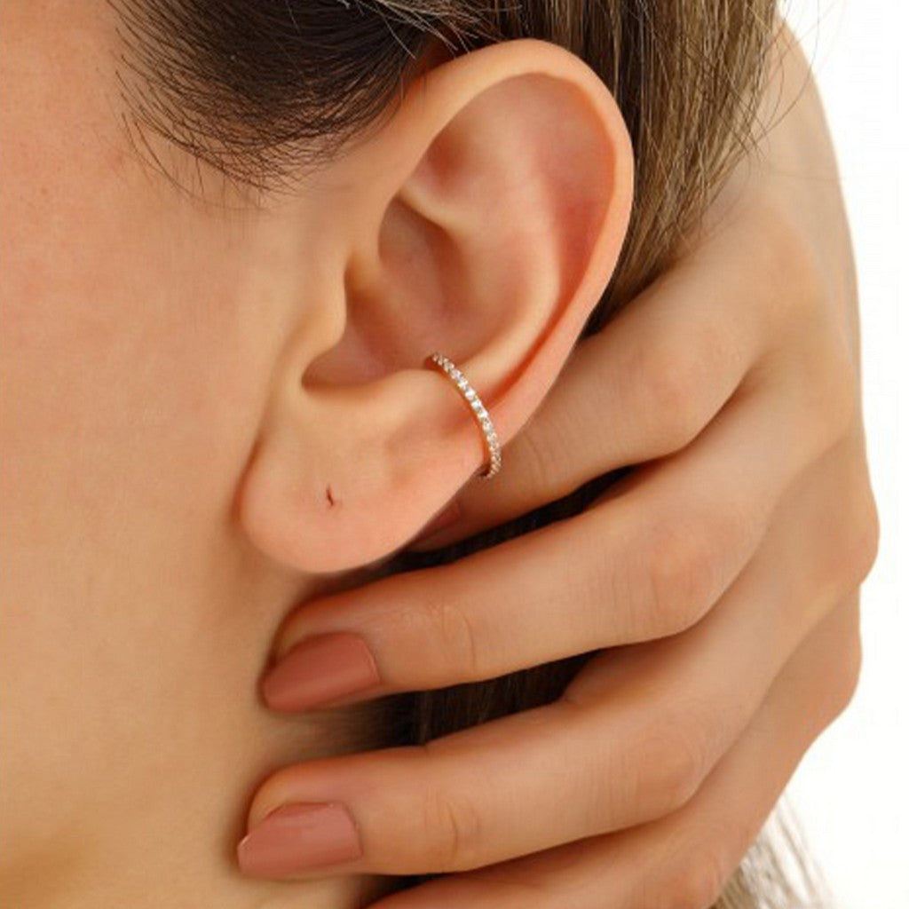 Cubic Zirconia Sterling Silver Ear Cuff No Piercing