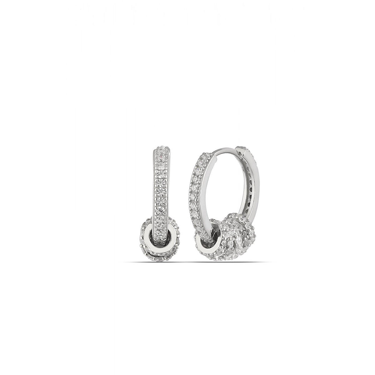 Sterling Silver CZ Jewelled Hoops - Spero London