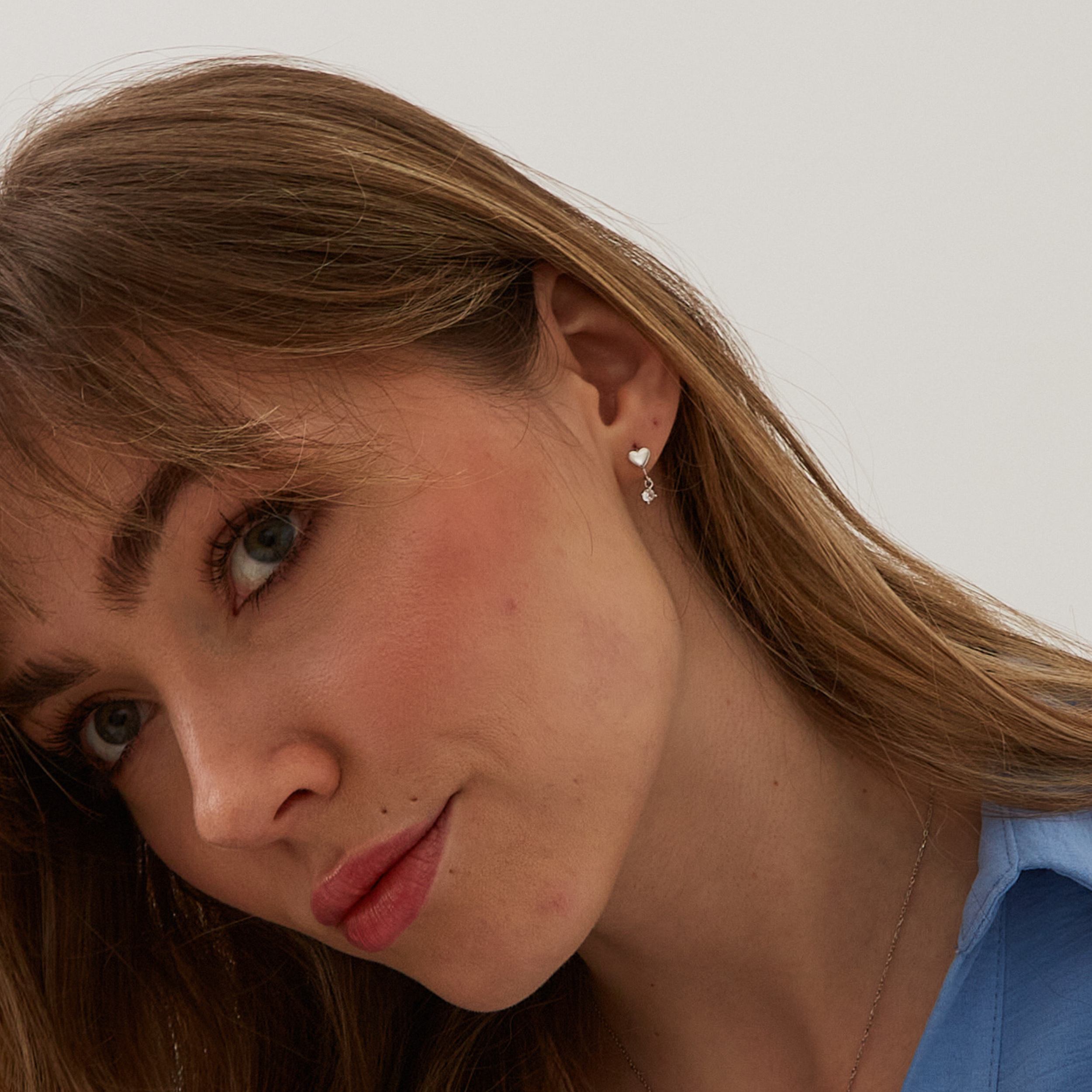 Heart Huggie Hoop Drop Earrings