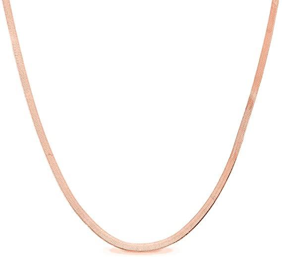 Herringbone Sterling Silver Flat Snake Chain - Spero London