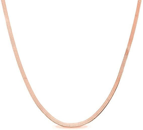 Herringbone Sterling Silver Flat Snake Chain - Spero London