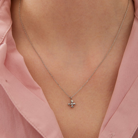 Four Cube Blocks Natural Textured Sterling Silver Authentic Pendant Necklace