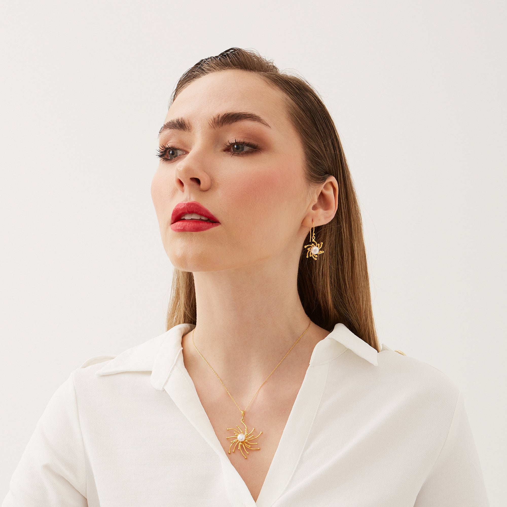 Pearl Sun 2 Way Molten Dripping Sunburst Sterling Silver Drop Earrings