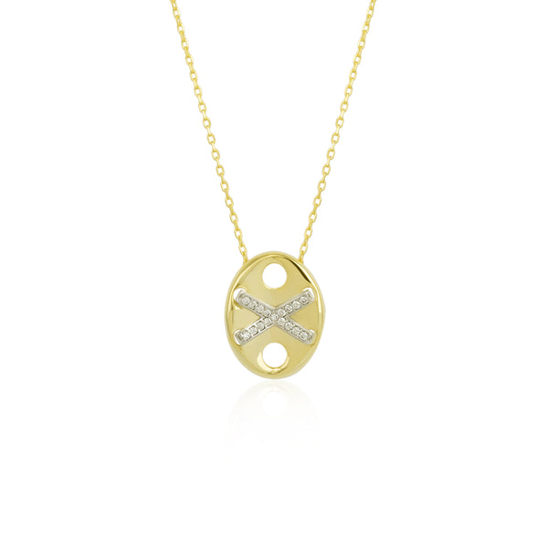 X Necklace Elyptical Sterling