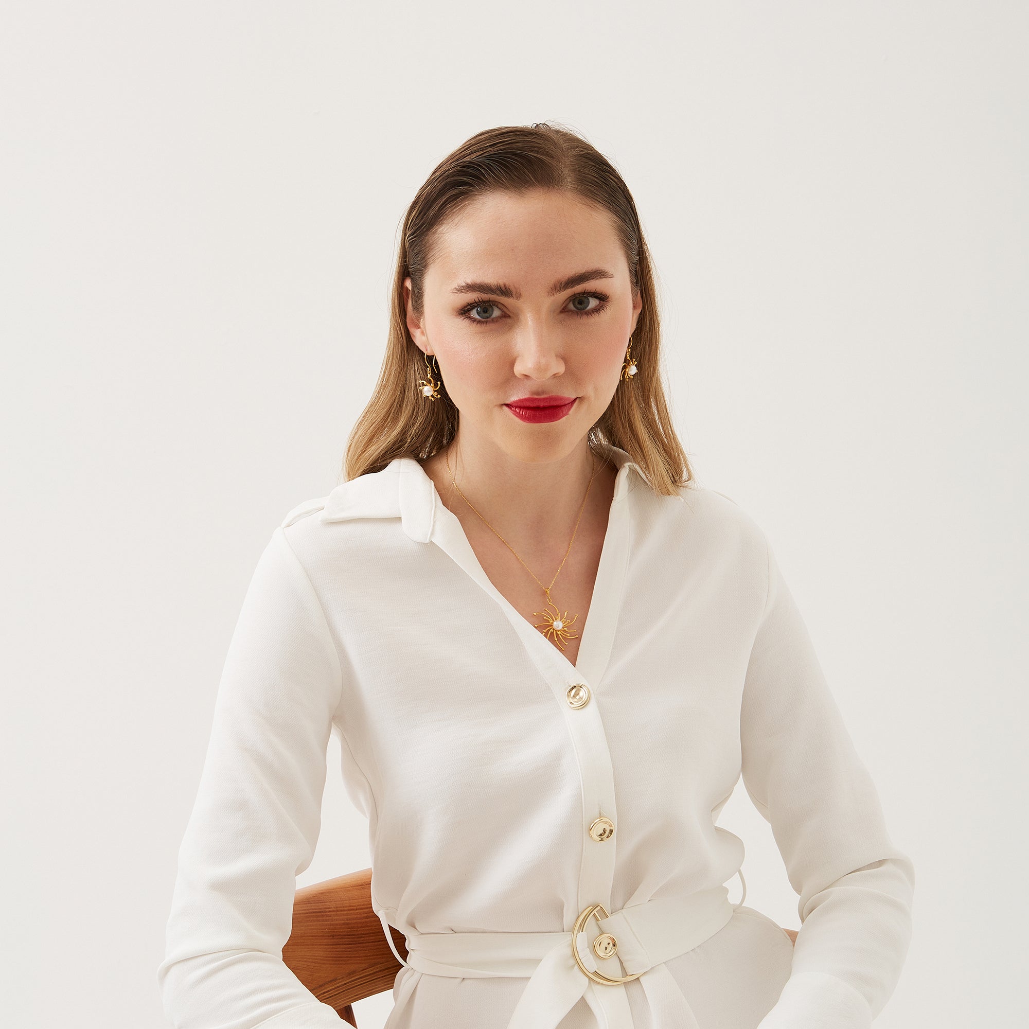Pearl Sun Molten Dripping Sunburst Sterling Silver Complete Set Ring Necklace and Earrings