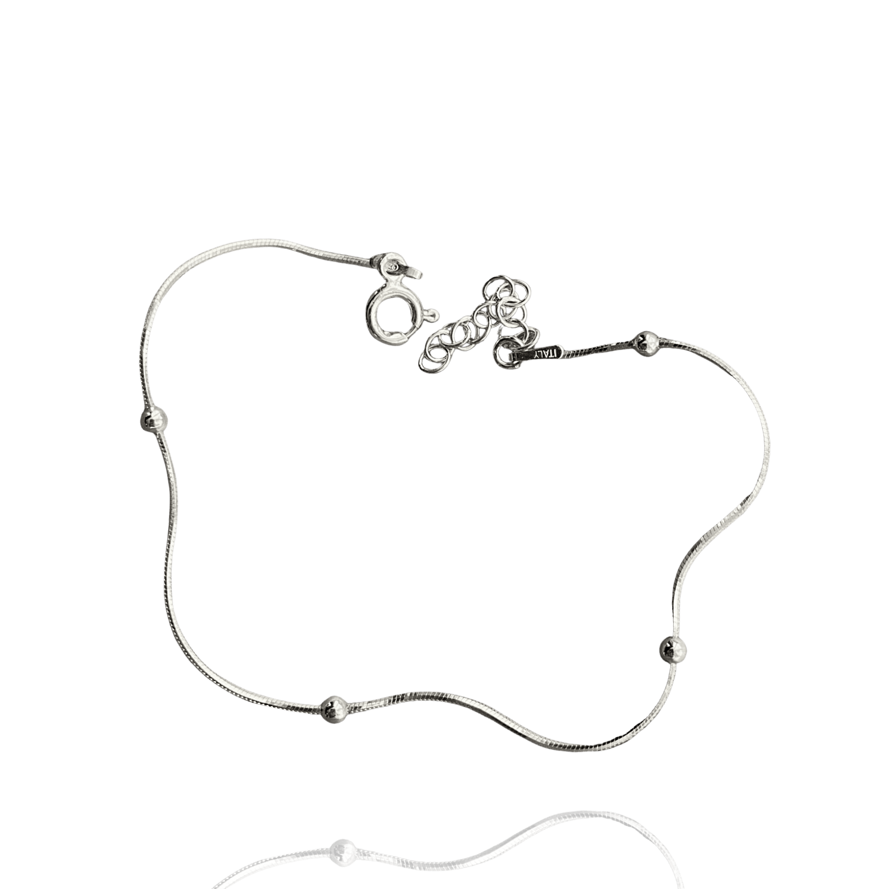 Itallian Bead Chain Sterling Silver Bracelet - Spero London