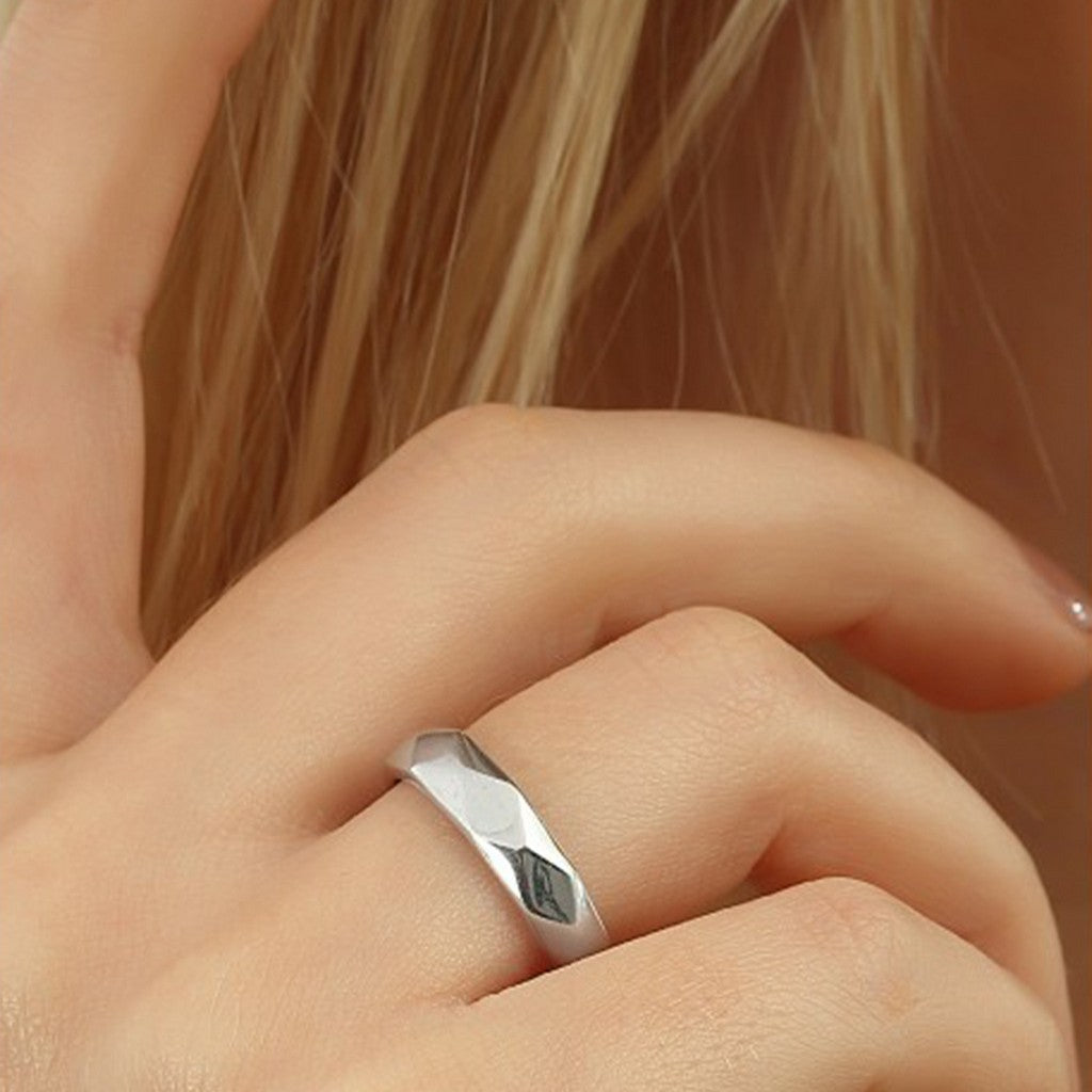 Sterling Silver Wide Hammered Ring - Spero London