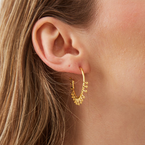 Sterling Silver Crown Hoop Earrings