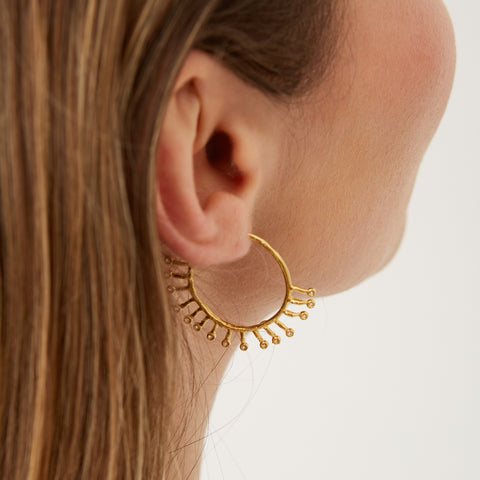 Sterling Silver Crown Hoop Earrings