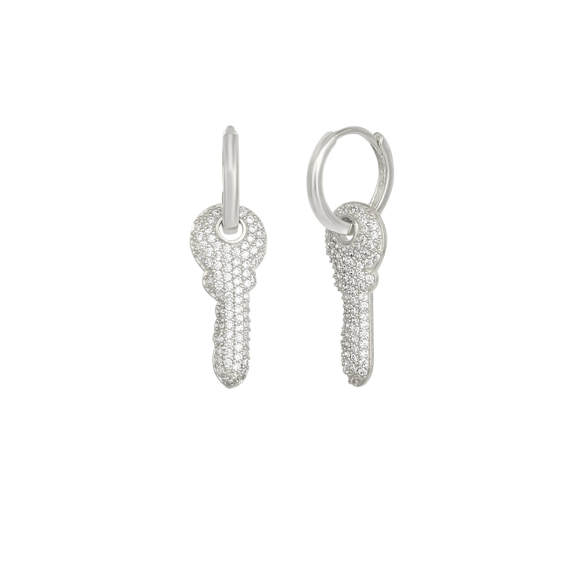 Key Silver Hoop Sterling Silver Earrings