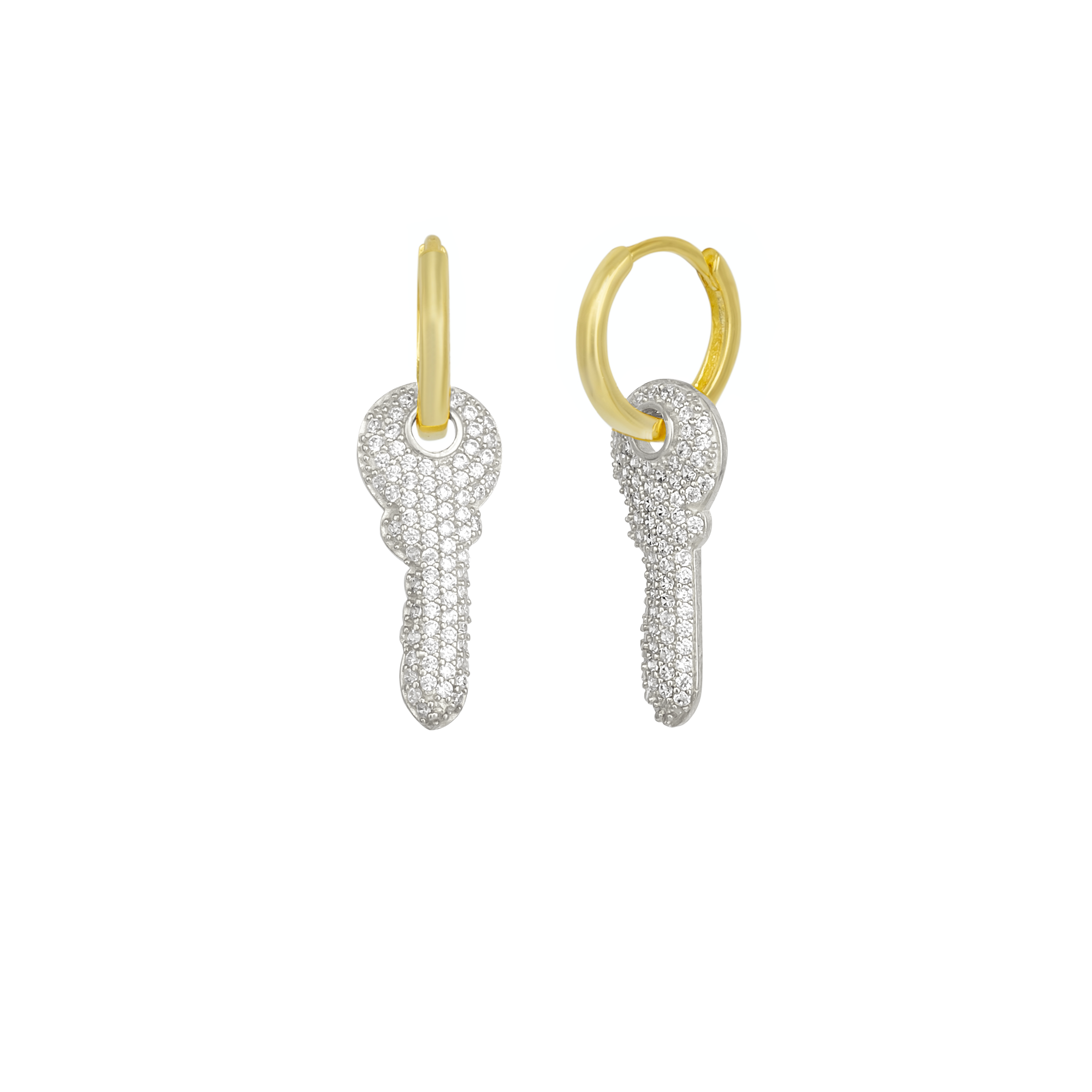 Key Gold Color Hoop Sterling Silver Earrings