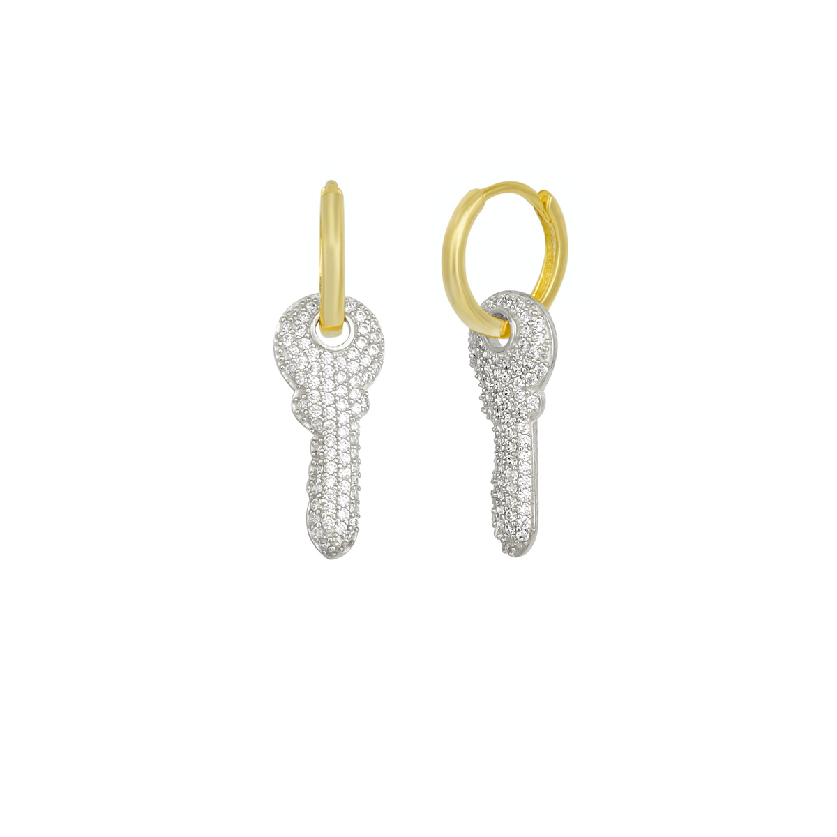 Key Gold Color Hoop Sterling Silver Earrings