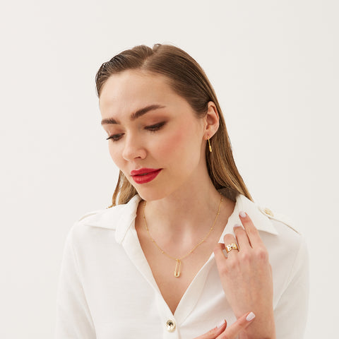 Sterling Silver X Signet Ring Gold Vermeil