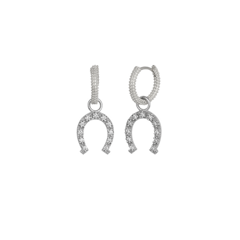 Silver Hoop Sterling Silver Horseshoe Equestrian Earrings