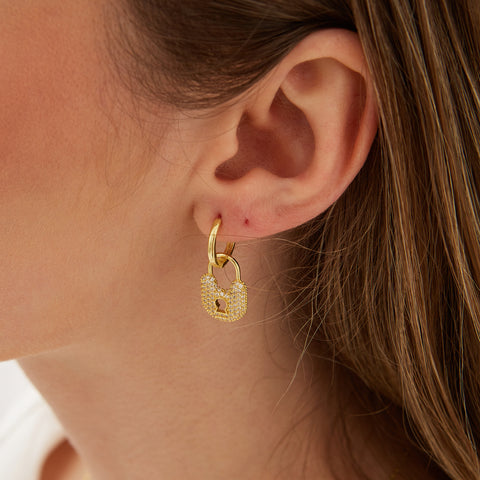Key Gold Color Hoop Sterling Silver Earrings