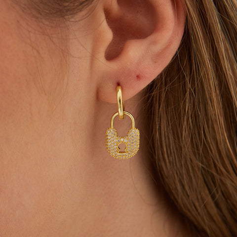 Key Gold Color Hoop Sterling Silver Earrings