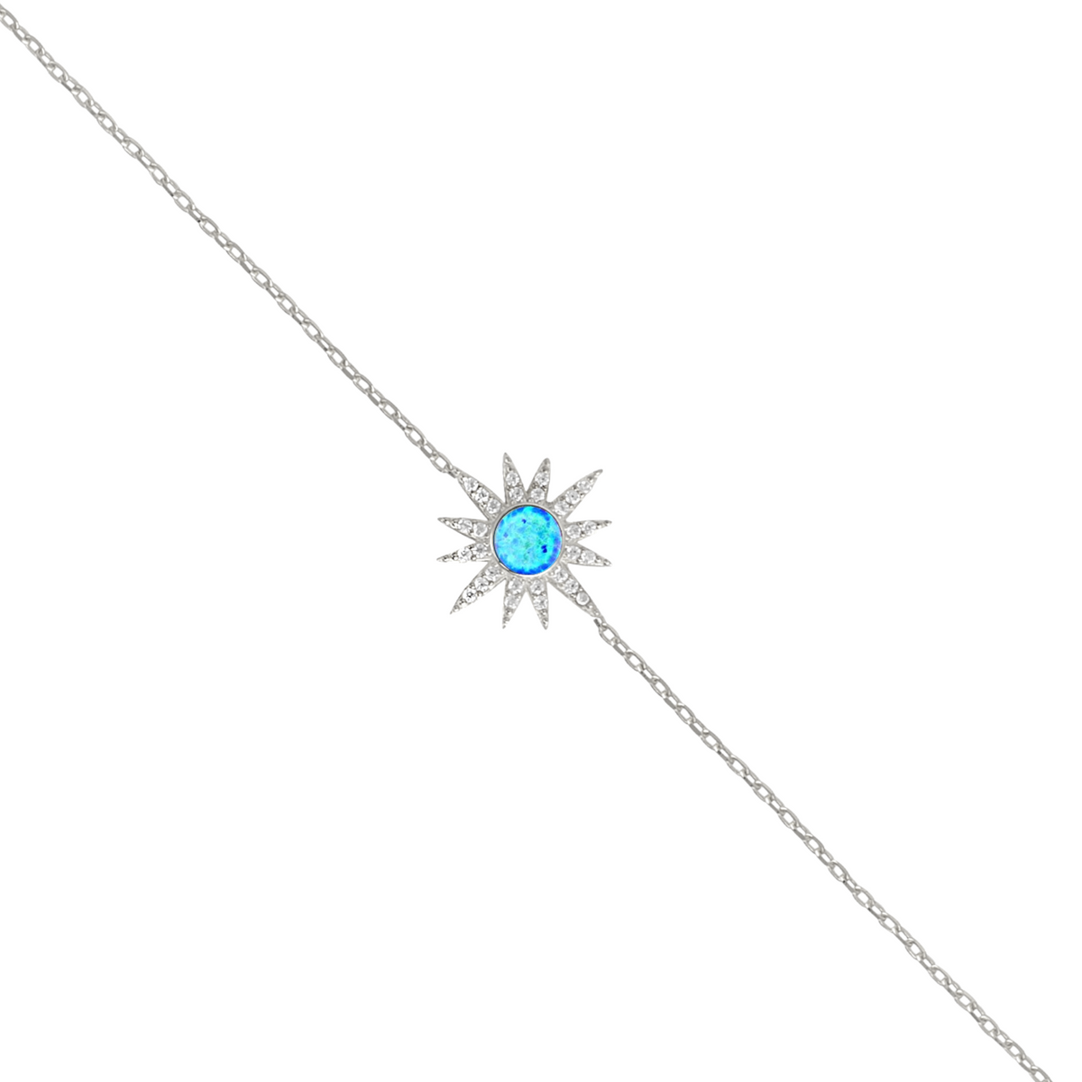 Blue Opal Sun Sterling Silver Bracelet