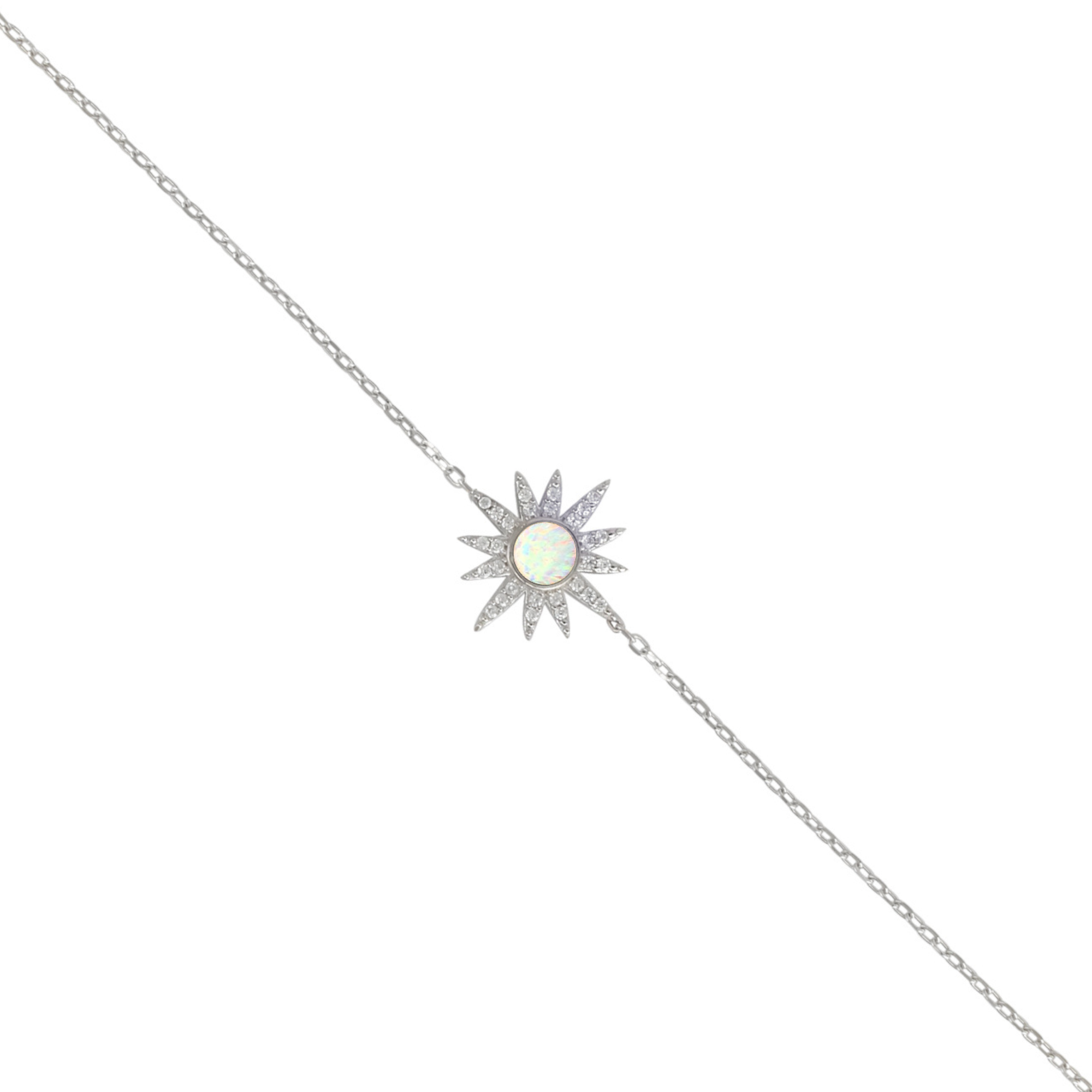 White Opal Sun Sterling Silver Bracelet