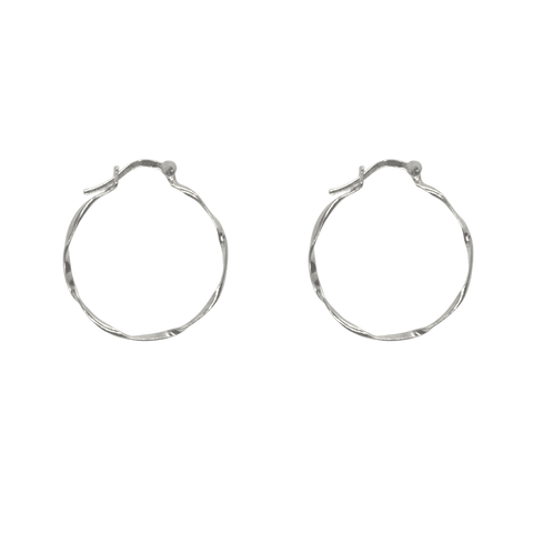 Lightly Twisted Sterling Silver Hoop Earring - Spero London