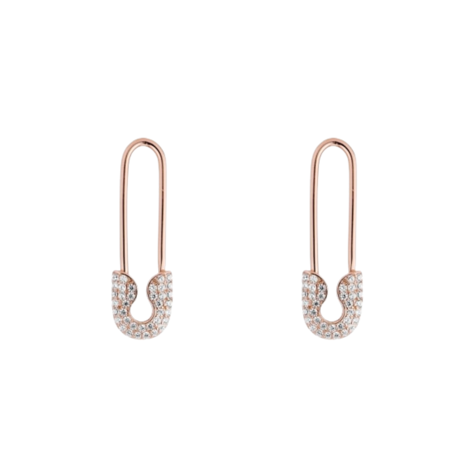 Pave Safety Pin Earrings Jewelled Sterling Silver