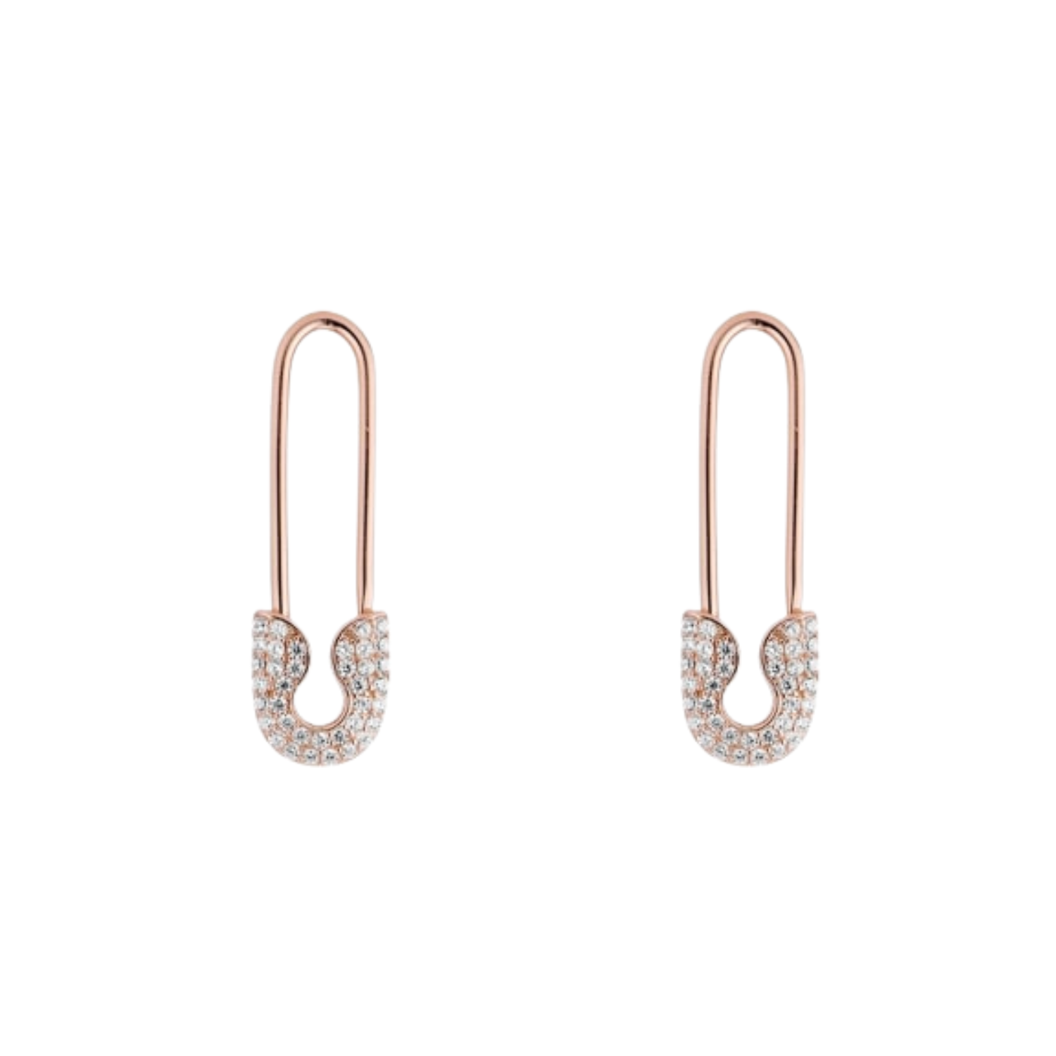 Pave Safety Pin Earring Jewelled Sterling Silver