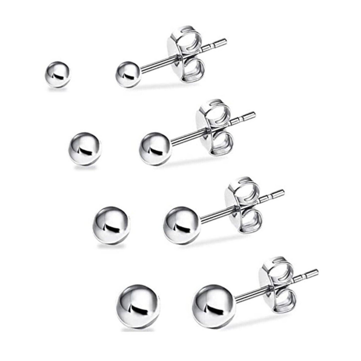 Sterling Silver Ball Stud Earring Set