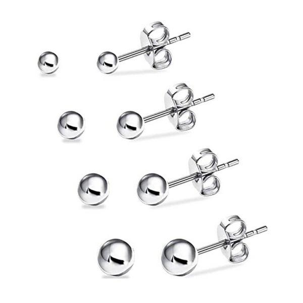 Sterling Ball Stud Earring Set