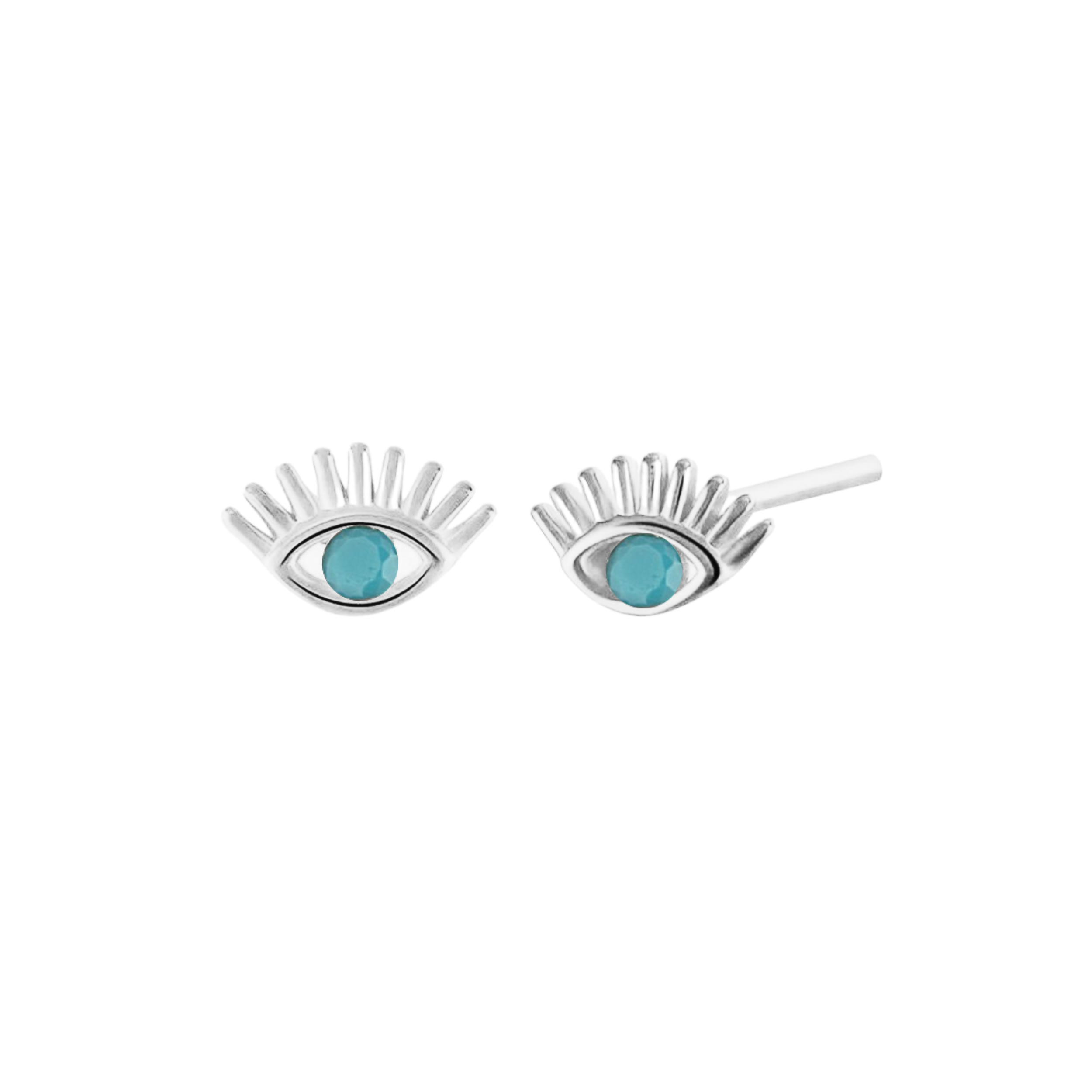 Turquoise Bleu Eye Stud Earrings Sterling Silver