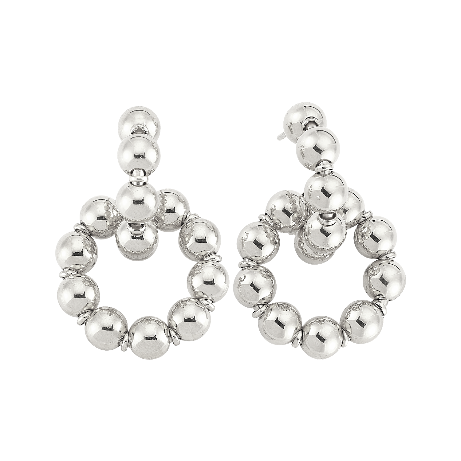 Large Lapped Bead Sterling Silver Earrings