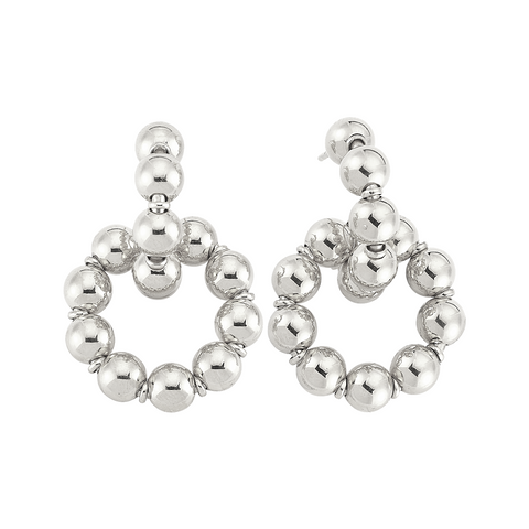 Large Lapped Bead Sterling Silver Earrings