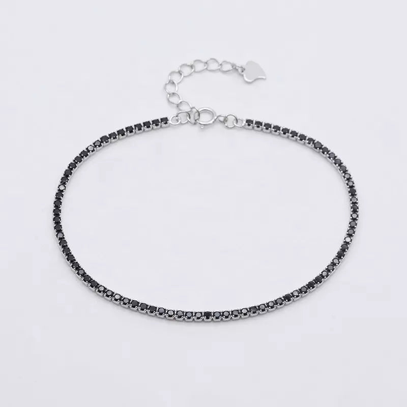 Sterling Silver Mini Black Tennis Bracelet